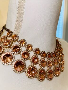 Statement Crystal Choker Necklace - Rose Gold